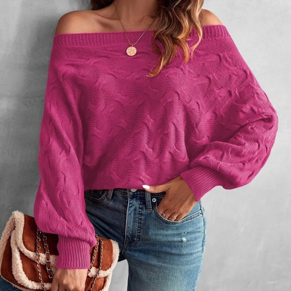 Cozy Off Shoulder Knit Sweater Top - Picture 15 of 16